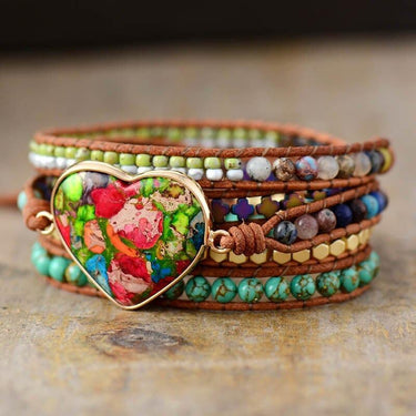 Attractive Love Heart Jasper Wrap Bracelet-Your Soul Place